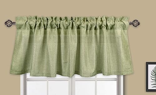 Miniatura 7 de Aiking Home - Cenefa de lino sintético para ventanas con bolsillo para barra de 2.5 pulgadas, sin forro, semitransparente, perfecta para cenefa de