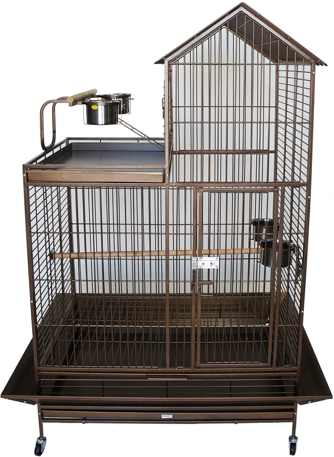 YML Villa Play Top Wrought Iron Parrot Cage, 40 by 30 by 67", Antique Copper