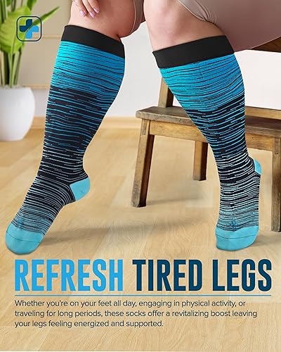 Miniatura 5 de Doctor's Select 3 pares de calcetines de compresión de talla grande pantorrilla ancha hasta 6XL 20-30 mmHg calcetines de compresión para mujer