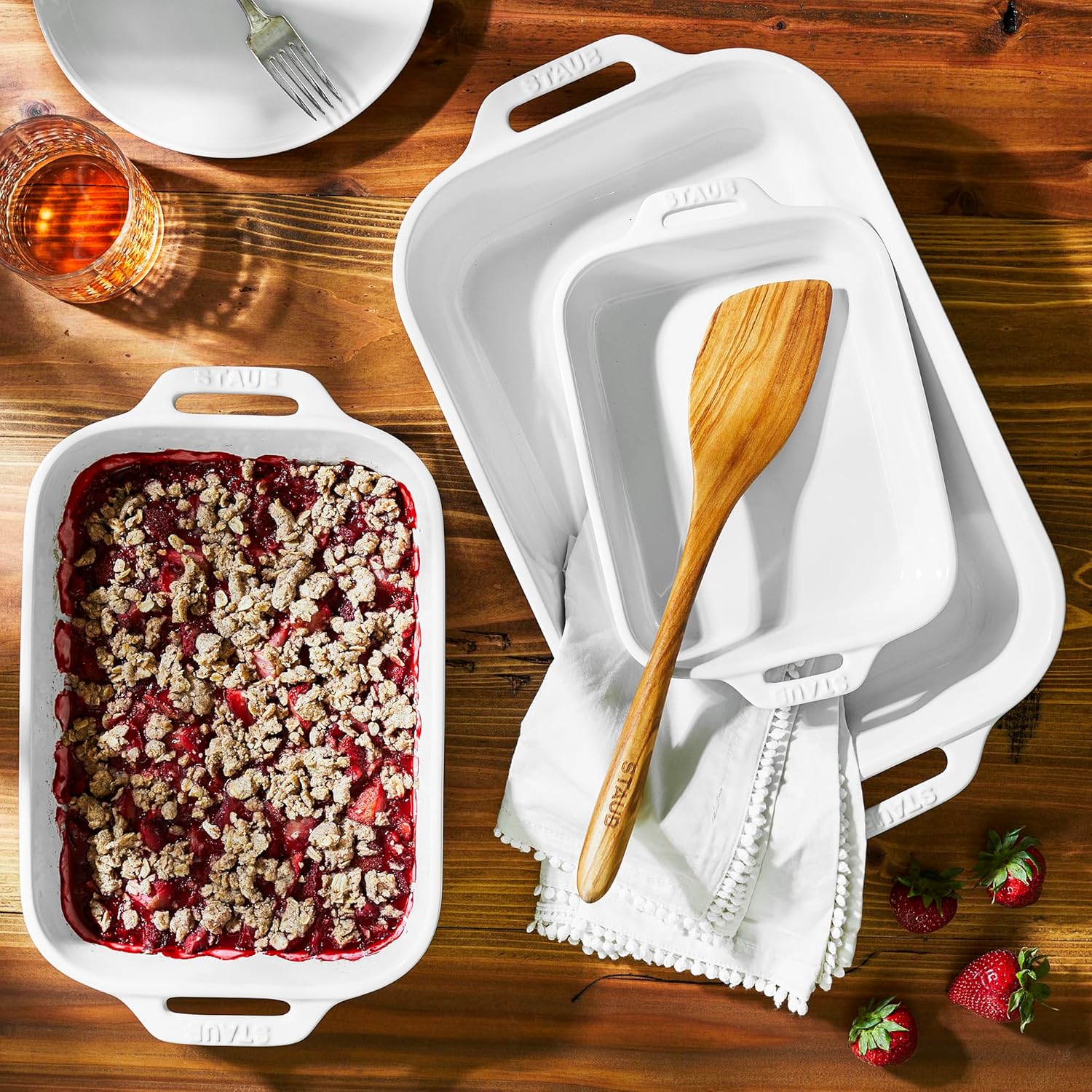 Staub Ceramic 3-pc Rectangular Baking Dish Set - White