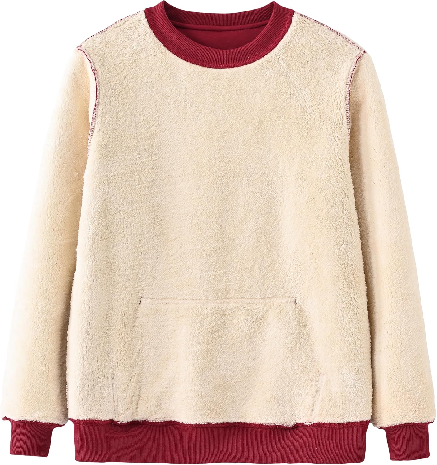 Tansozer Womens Sherpa Lined Crewneck Sweatshirt Warm Fleece Pullover Long Sleeve Winter Thermal Sweat Shirt