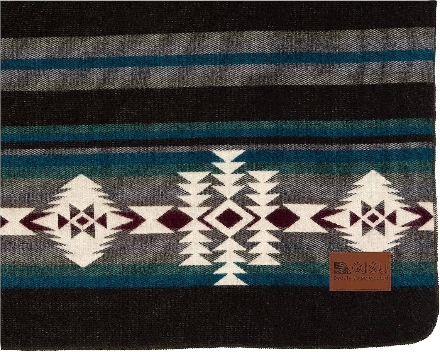QISU Wool Blanket Throw | Large, Beautiful, Warm, Handmade in Ecuador by Local Artisans |94″ x 78″|Ultra-Soft, Hypoallergenic & Breathable | Non-Itchy or Scratchy Fabric (Jacamars Green) - Image 5
