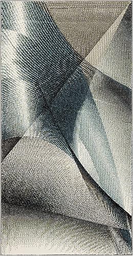 Vista 114 de SAFAVIEH Hollywood Collection - Alfombra decorativa de 2 pies 3 pulgadas x 4 pies, beige y azul, diseño moderno de mediados de siglo, no desprende