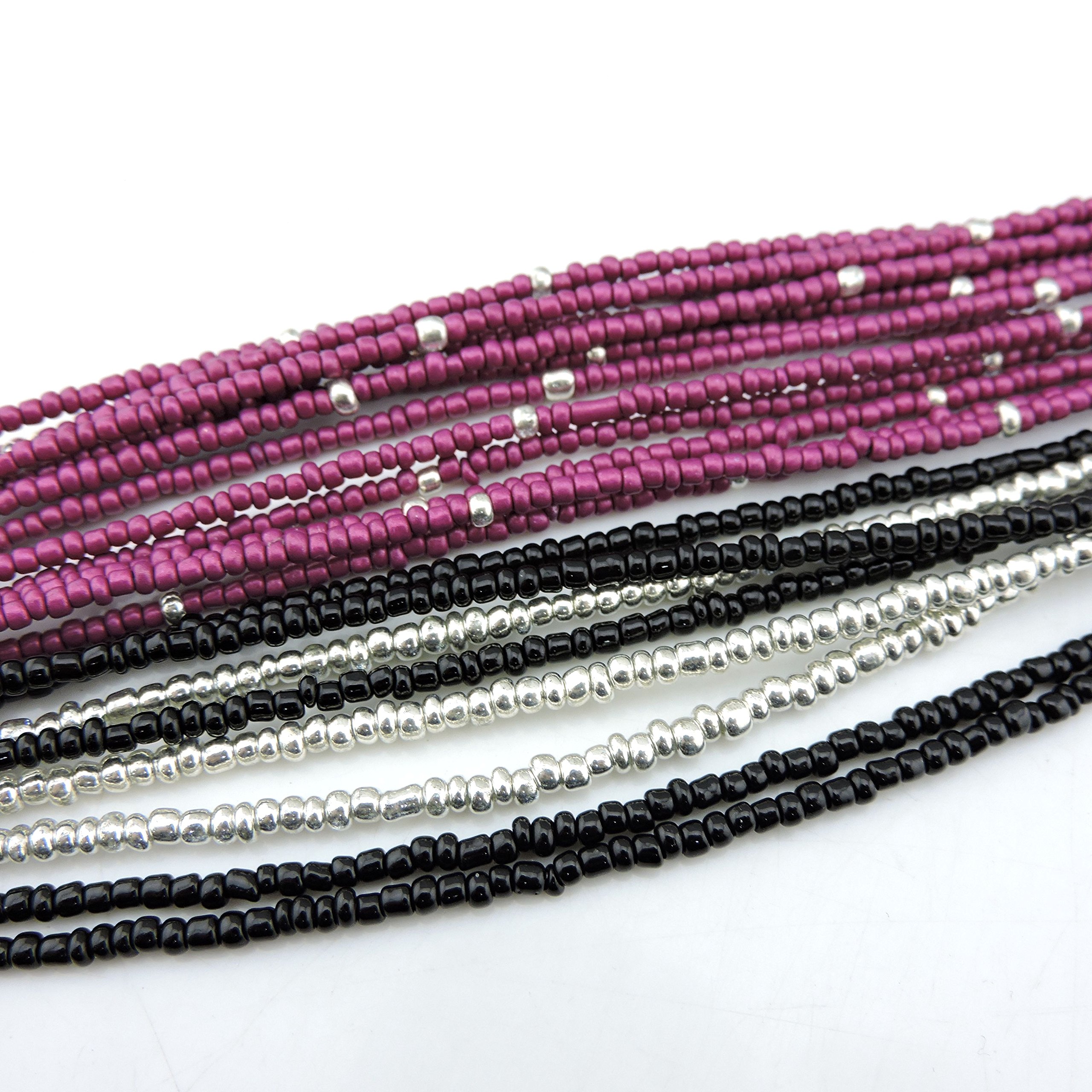 Bocar Collana a nodo multistrato con perline di semi (NK-10316-purple+black)