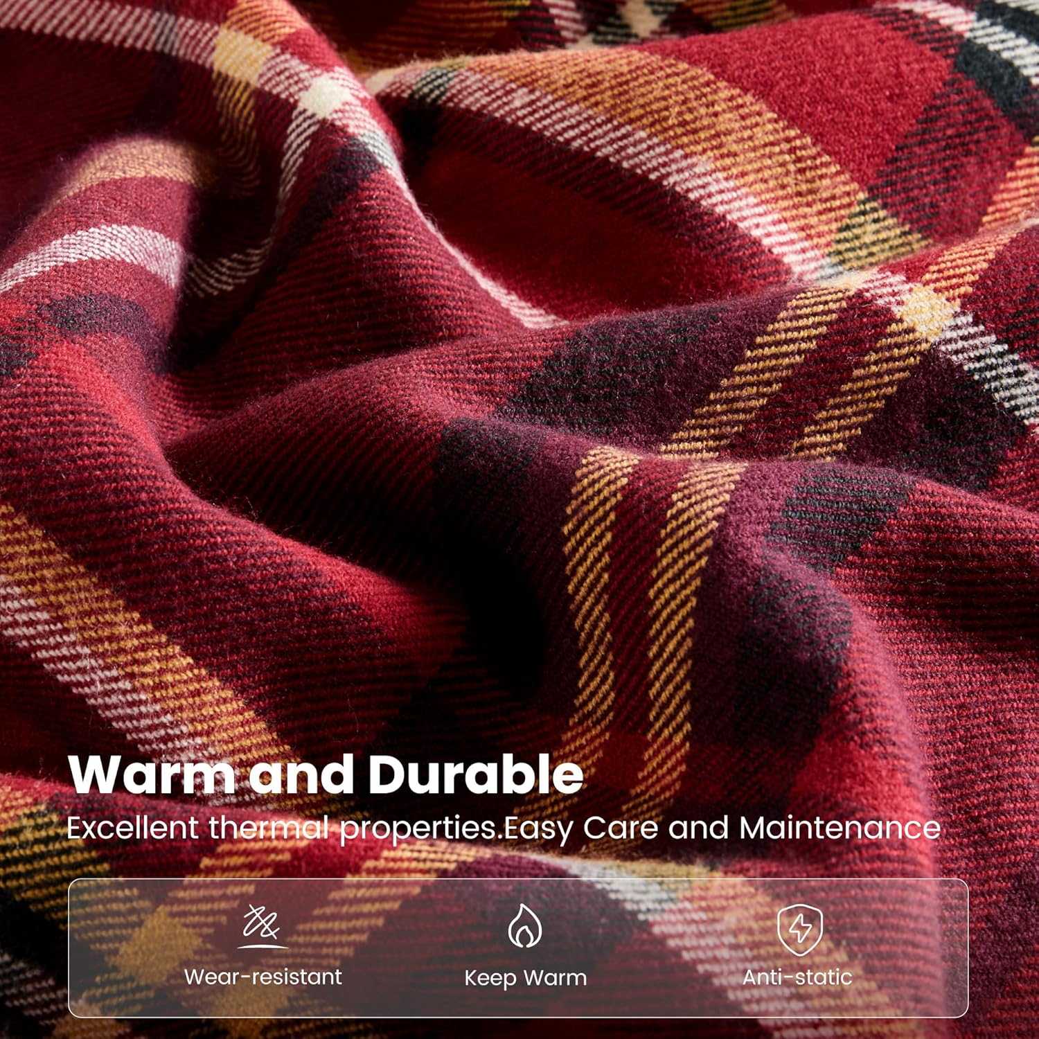 Sophia & William Red Sherpa Plaid Throw Blanket for Couch, Fuzzy Fluffy Warm Soft Blankets, Cozy Lanital Christmas Blanket, Machine Washable, Throw(50" x 60")