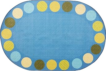 Carpets for Kids Pixel Perfect 64806 Calming Colors Open Seating Classroom Rug 6ft x 9ft Oval Light Blue