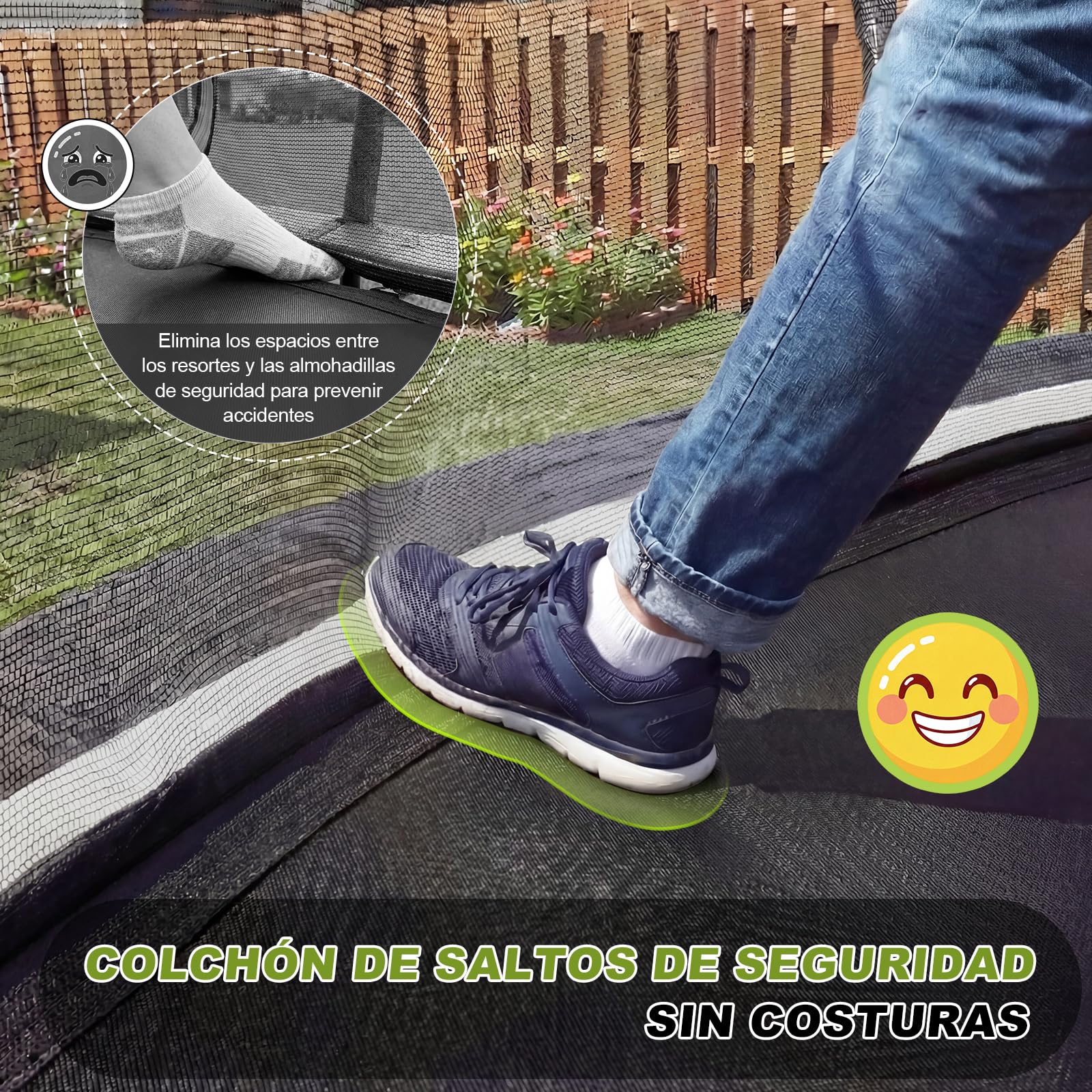 Devoko Trampolín Exterior Calabaza Ø 228-427 cm GS Red Seguridad Escalera 150 kg