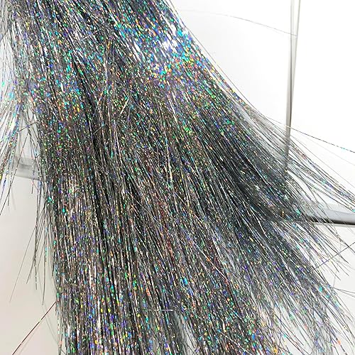 Vista 2 de Heyiwell Carámbanos de oropel de 2000 hebras para árbol de Navidad, Navidad, fiesta de cumpleaños, decoración de boda de 18 pulgadas, plata Plata