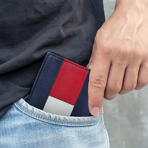 Vista 65 de Tommy Hilfiger Cartera de piel auténtica para hombre con ventana de identificación y múltiples ranuras para tarjetas Negro Cambridge