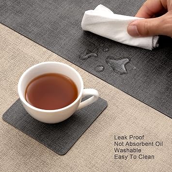 Myir JUN Placemats and Coasters Set of 6 Dual Sided Faux Leather Table Mats