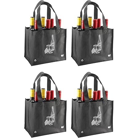 Berlune 3 Pcs Reusable 6 Bottle Wine Tote Bag With Divider Canvas Washable Portable Wine Carrier Tote Sturdy Bag For Grocery Bottle Carrier Holder For Travel Camping Picnic - View #7