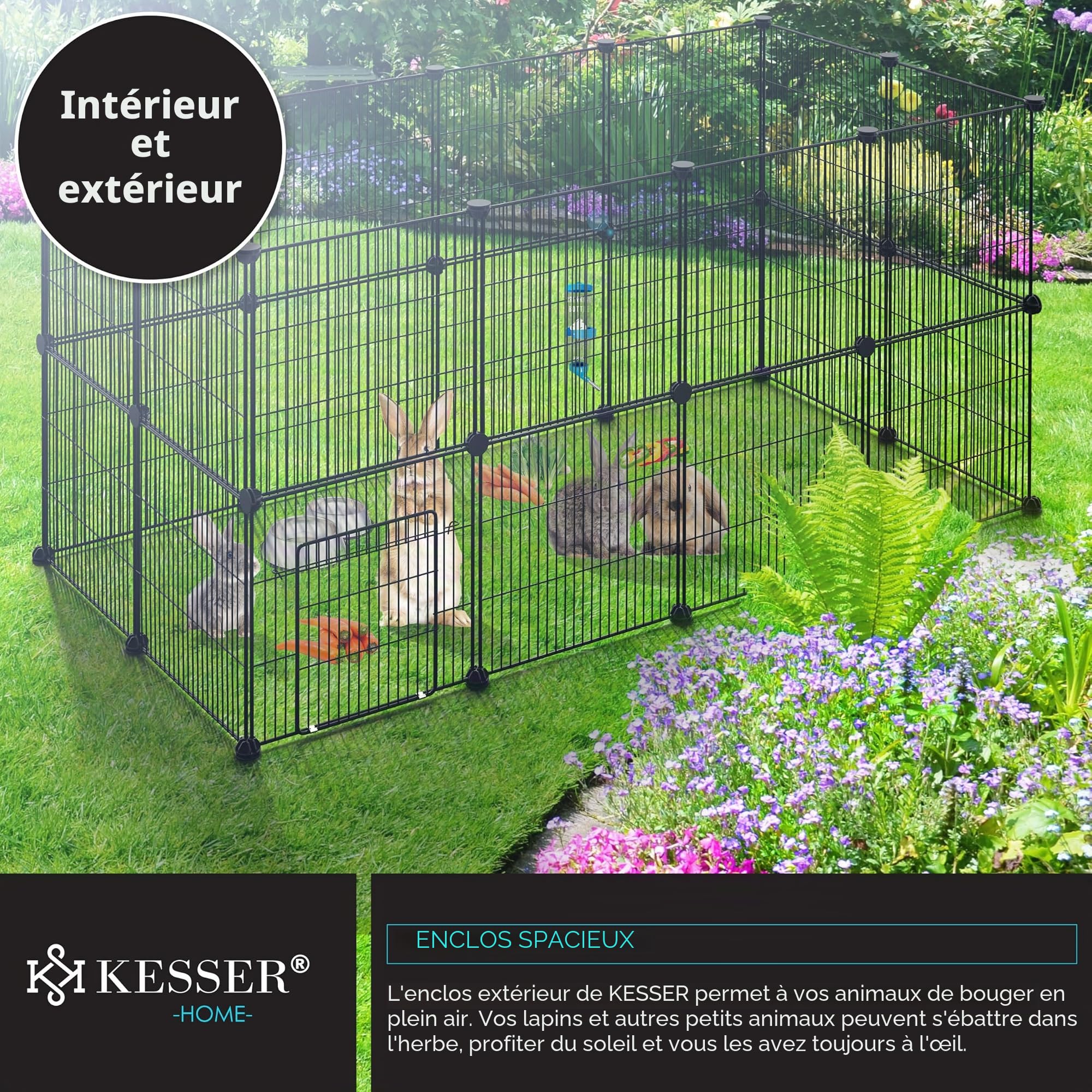 KESSER® Parc Enclos Double grillagé en métal grillagé XXL avec Porte Enclos pour Petits Animaux et cochons d'Inde Libre, Cage pour Petits Animaux et Lapins