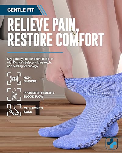 Vista 35 de Doctor's Select Calcetines tobilleros diabéticos con pinzas para hombres y mujeres, 4 pares de calcetines de neuropatía de 1/4 de longitud para mujer