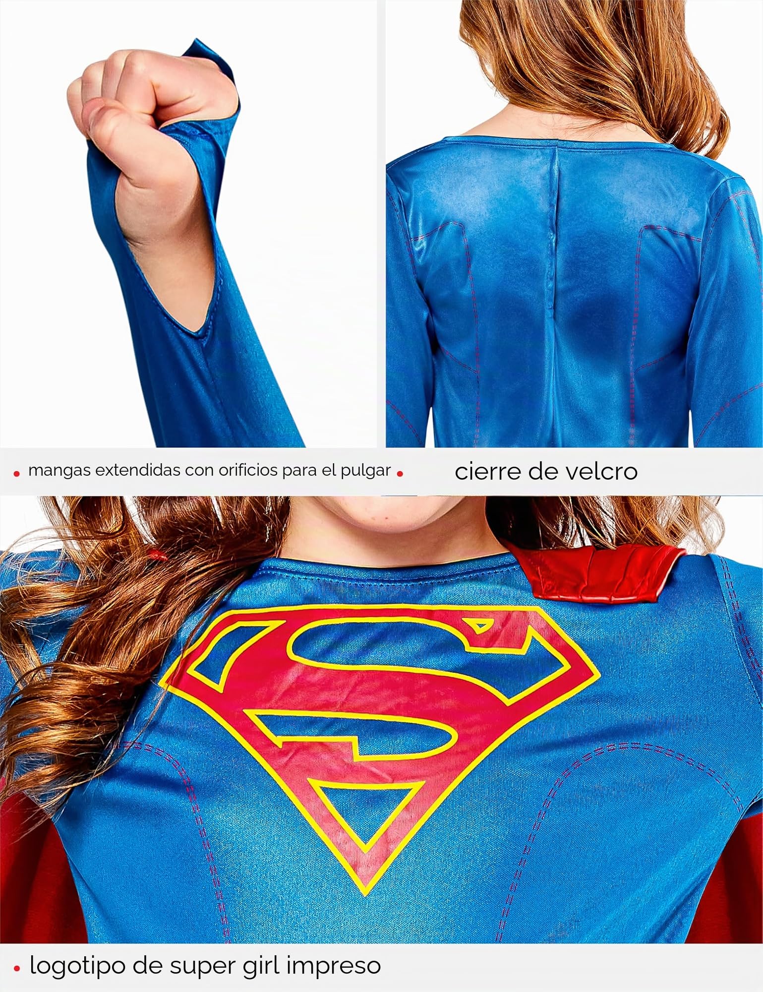 Rubies 630076_L Disfraz de Supergirl, Color Azul/Rojo, 8-10 años, Talla L