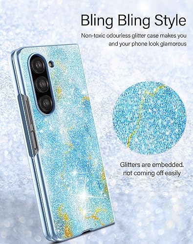 Miniatura 2 de DDJ Funda para Samsung Galaxy Z Fold 5, funda rígida de policarbonato brillante con diamantes de imitación para mujeres y niñas, funda brillante