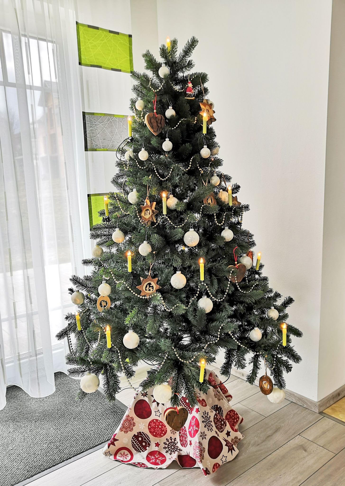 JACK by Inge Glas 60x Glas Christbaumkugeln 4 5 6 7 cm Eislack Weiß/Offwhite + Haken