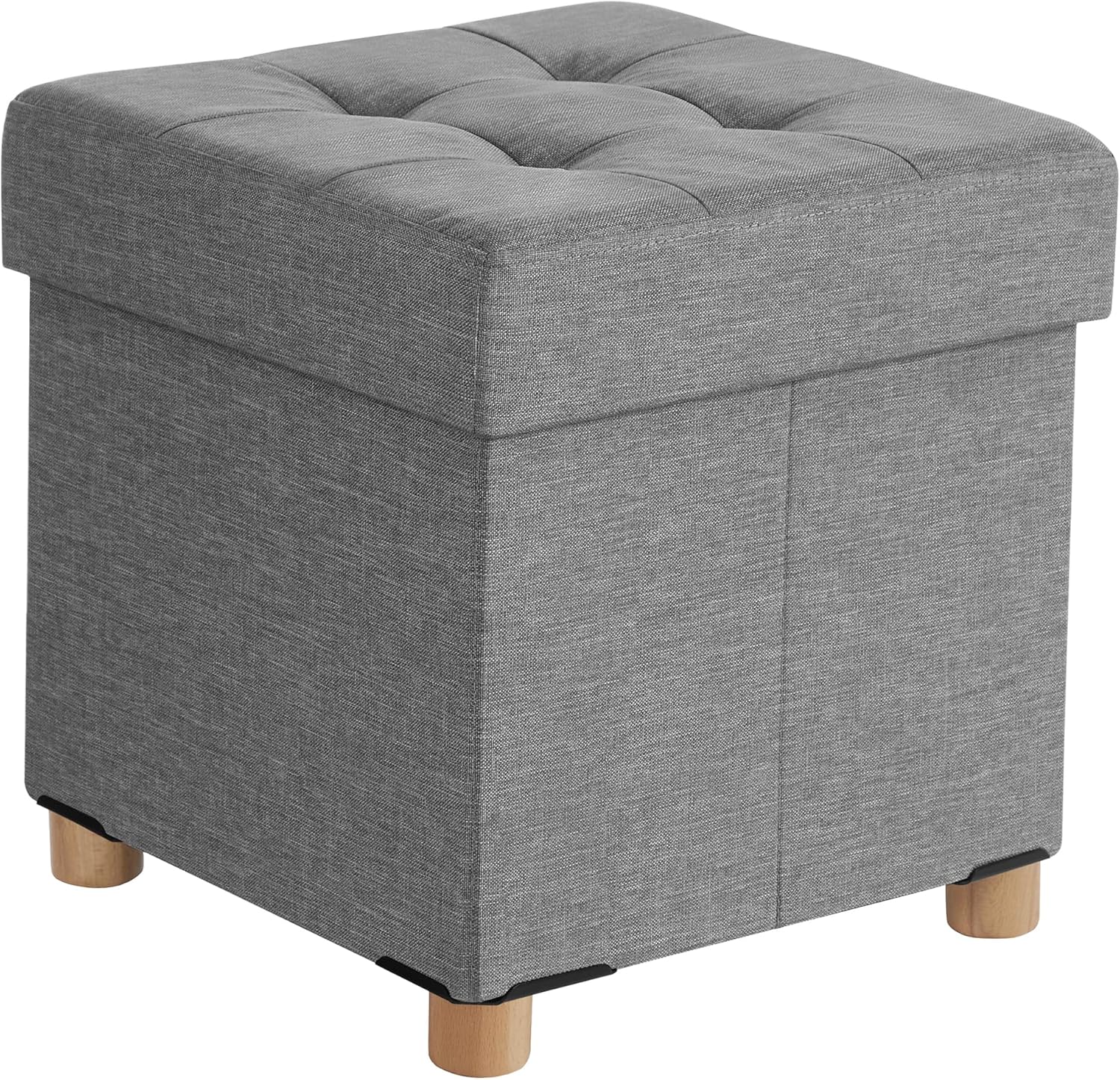 SONGMICS LSF14GYX Pouf portaoggetti con poggiapiedi pieghevole, 38 x