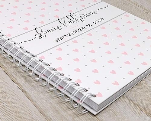 Miniatura 2 de Libro de recuerdos de corazón para bebé, álbum de tapa dura para primer año personalizado con el nombre del bebé, diario para niña (corazones