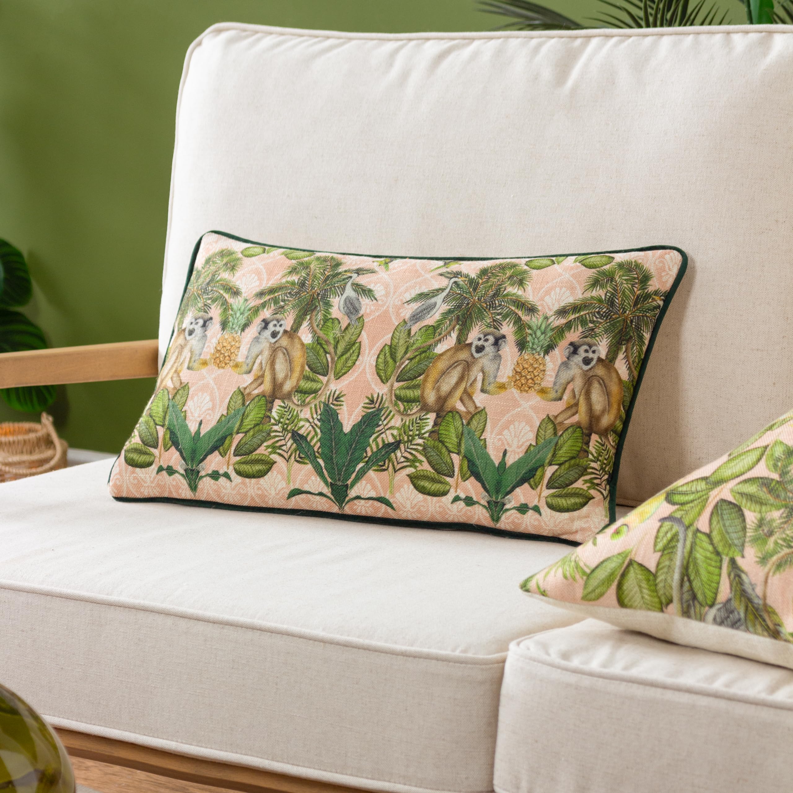 Wylder Valera Korba Monkey Tropical Feather Rich Cushion from B&Q