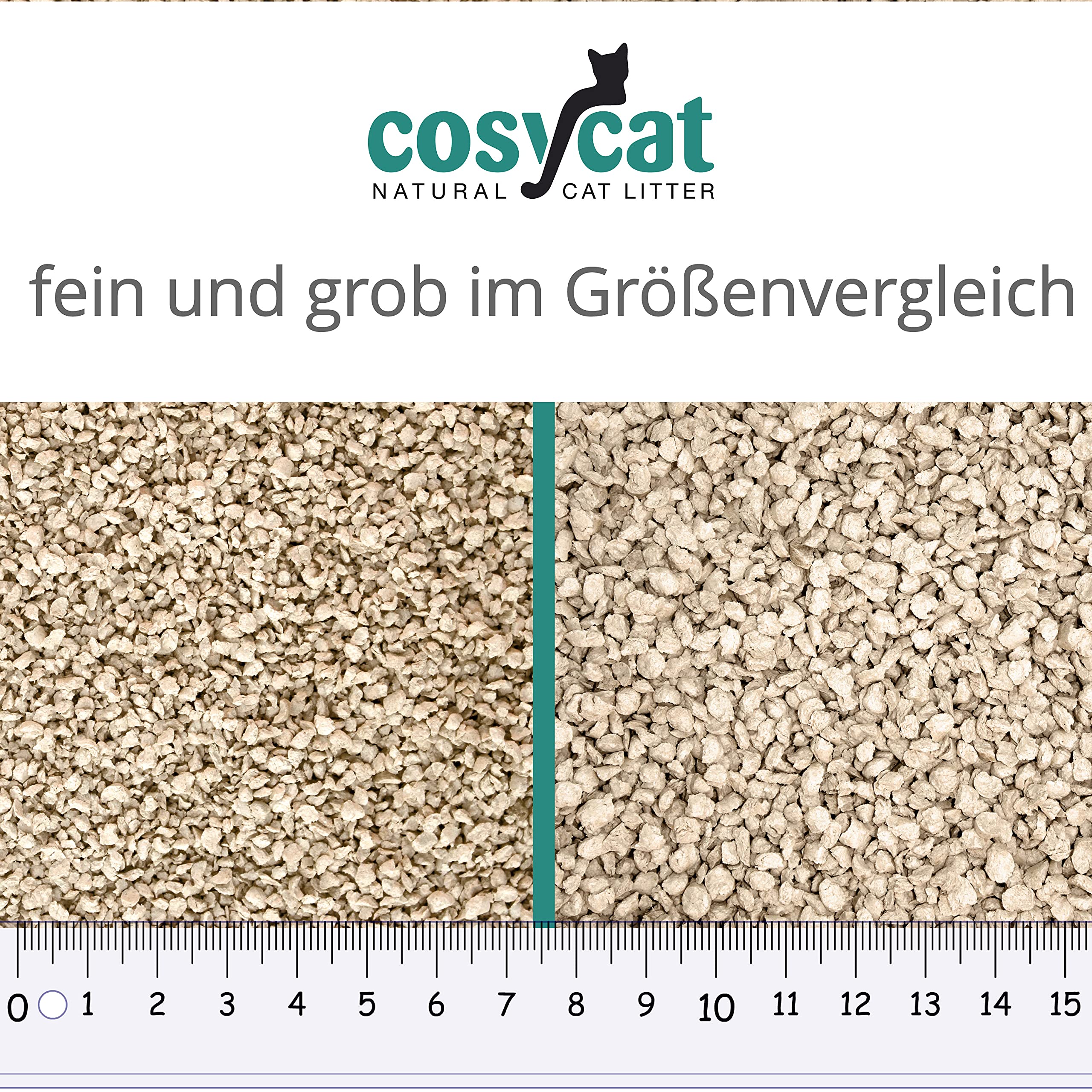 COSYCAT Klumpendes Bio-Katzenstreu aus Holz GROB [Limited Edition] – 40 l – in der Toilette entsorgbar – Klumpstreu pflanzlich - Holzstreu