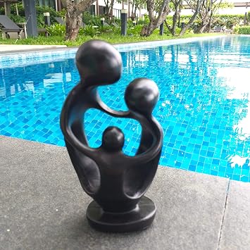 Mother and Child Figurine Abstract Mom Dad Family Love Sculpture Small Resin Statue Home Decor Or Gift (6.5 : Family)