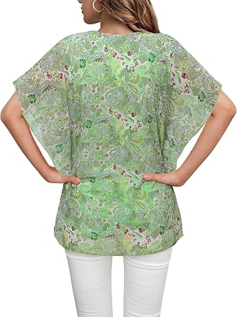 Lotusmile Women's Loose Flouncing Flutter Sleeve Double-Layered Shirt Chiffon Elegant Dressy Blouse Work Tops