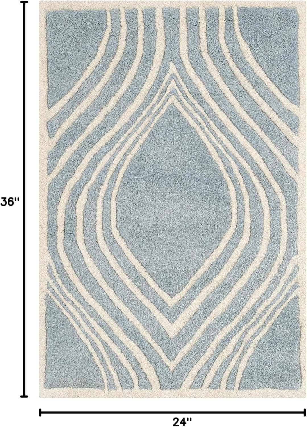 SAFAVIEH Chatham Collection 2' x 3' Blue/Ivory CHT758B Handmade Geometric Premium Wool Accent Rug