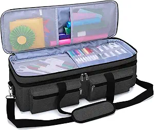 LUXJA Double-layer Bag Compatible with Cricut Explore Air (Air2) and Maker, Carrying Bag Compatible with Cricut Die-Cut Machine and Supplies (Bag Only, Patent Design), Black
