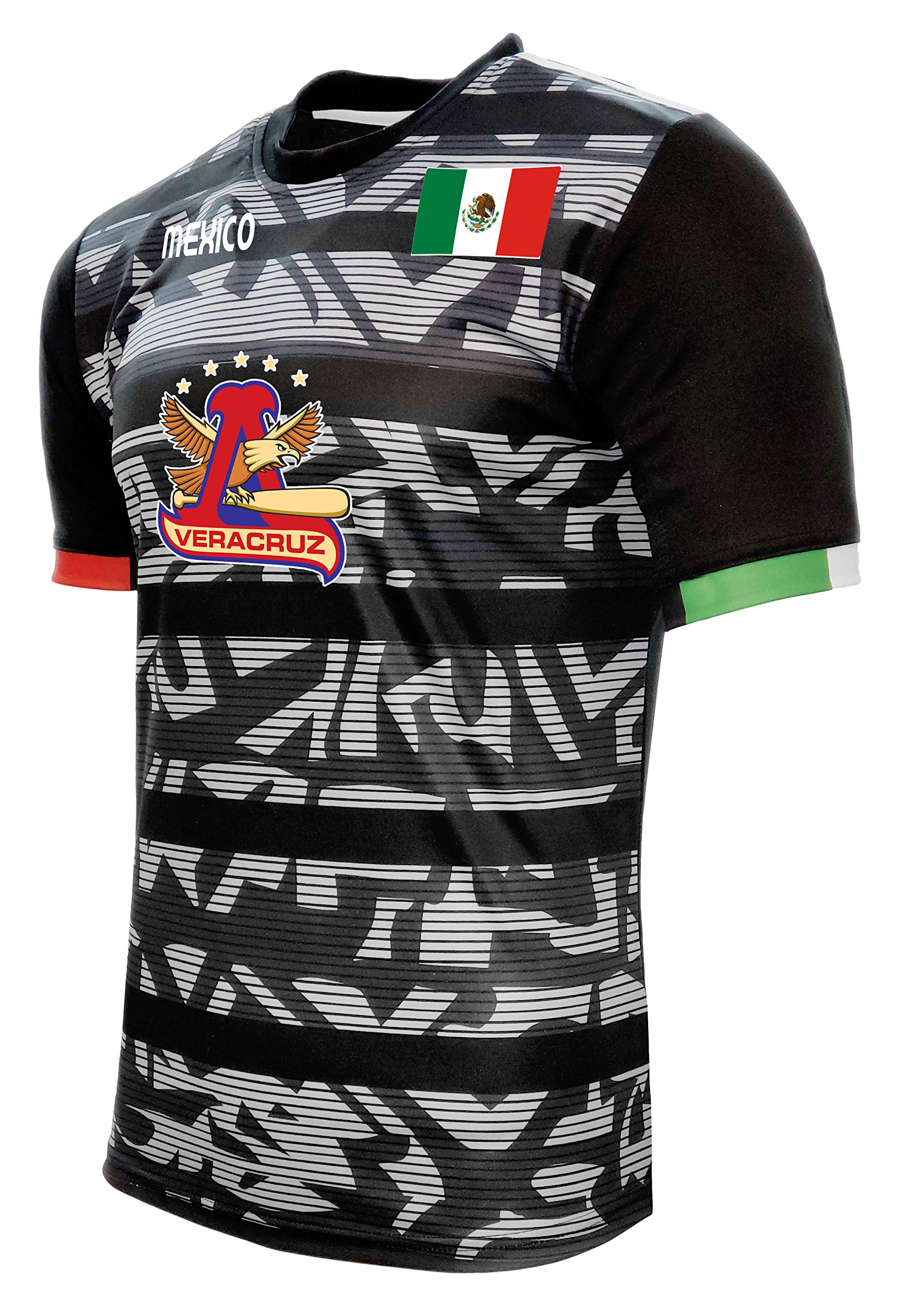 Jersey Mexico Aguilas de Veracruz 100% Polyester Black/Grey_Made in Mexico (XXXXX-Large)