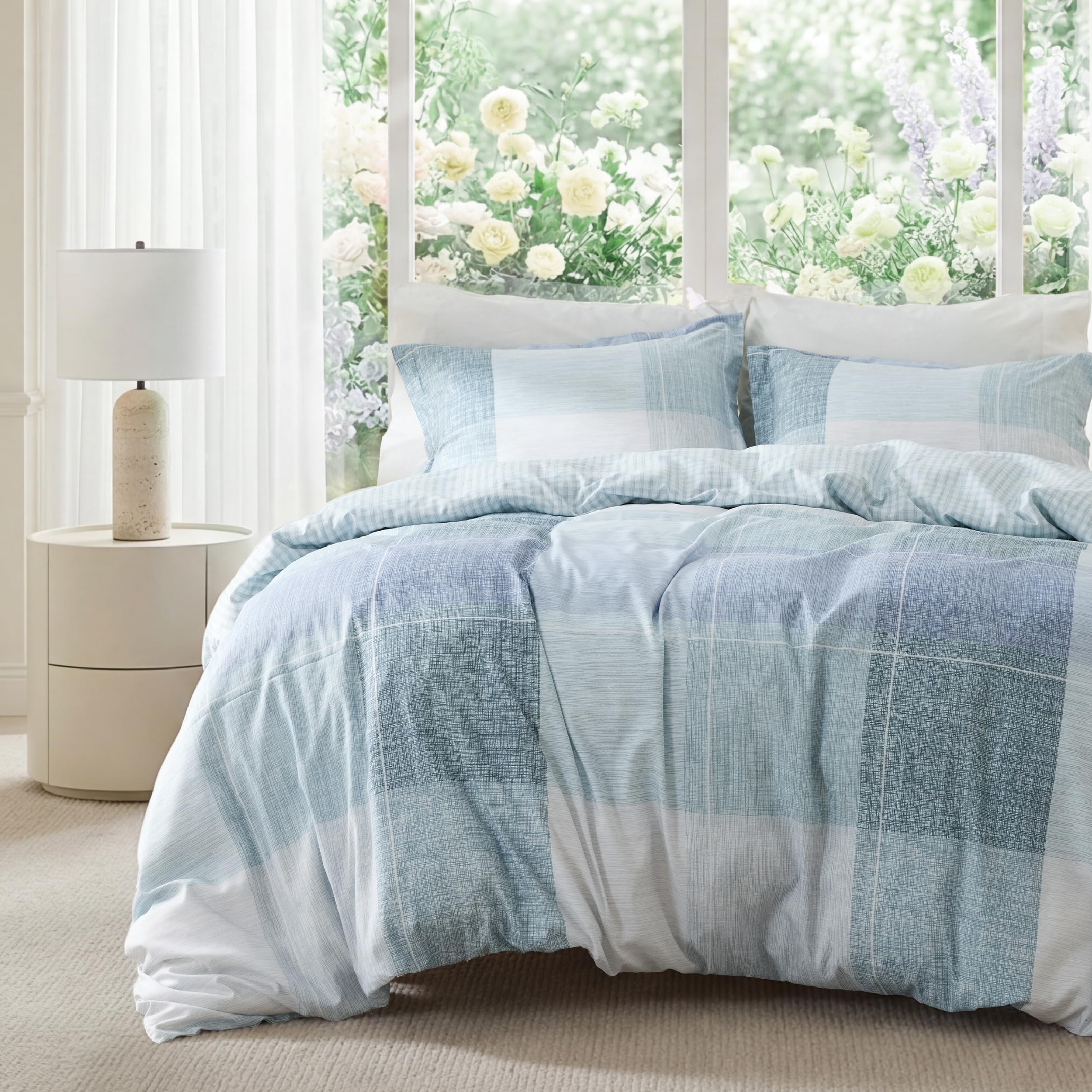 Amazon.com: Bedsure Duvet Cover Queen Size - Gingham Reversible
