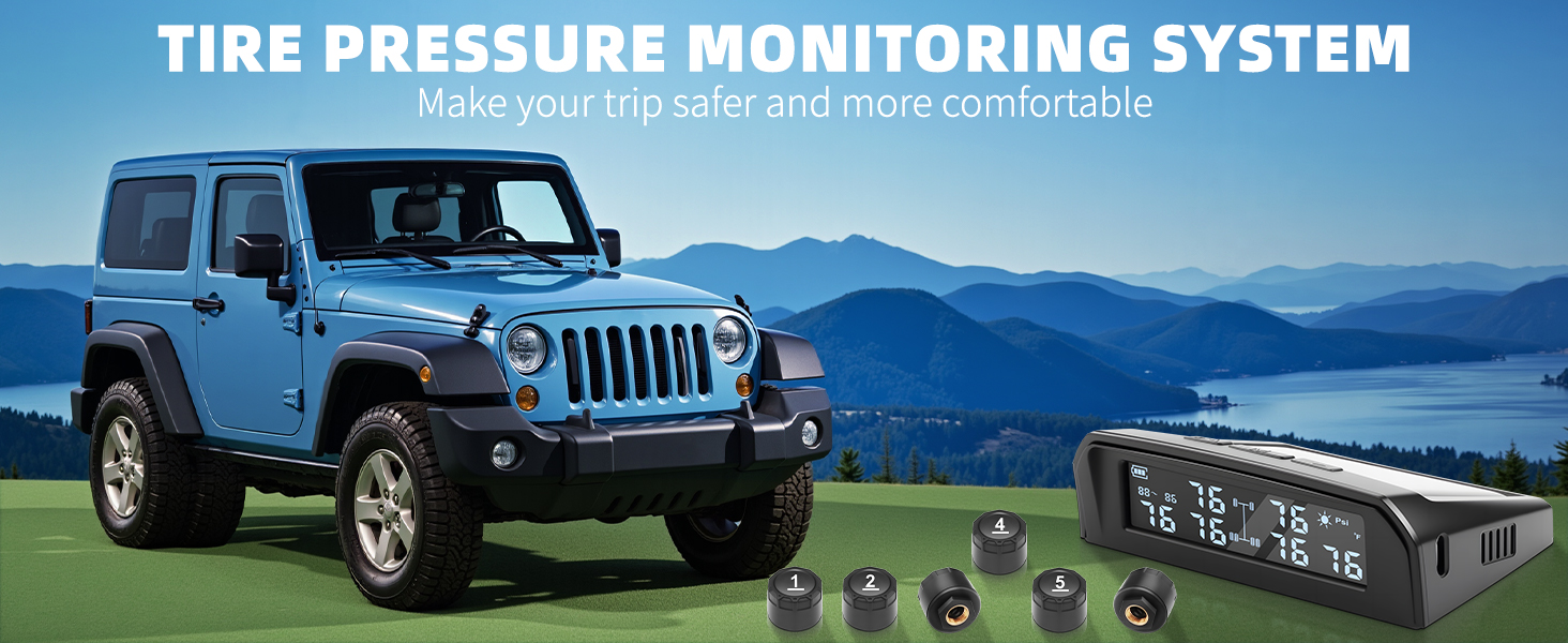 Tire Pressure Monitoring System,2025 Upgrade TPMS with 6 Sensors,Solar &USB Charging,LCD Display,6 Alarm Modes,Suitable for 6 Wheel Vehicles,Tire Monitoring System for Trucks/RV/Buses/Trailer(144psi) - Image 8