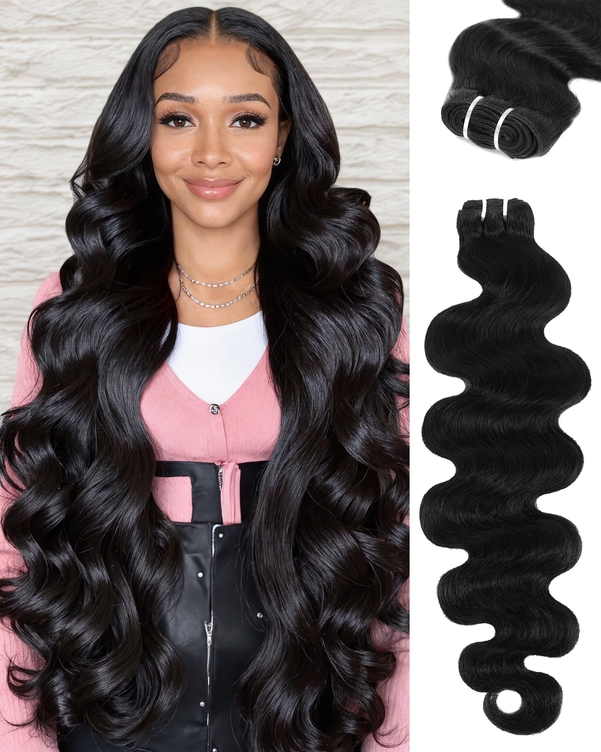 17A Premium Body Wave Human Hair Bundles 24 Inch Raw Hair Bundles