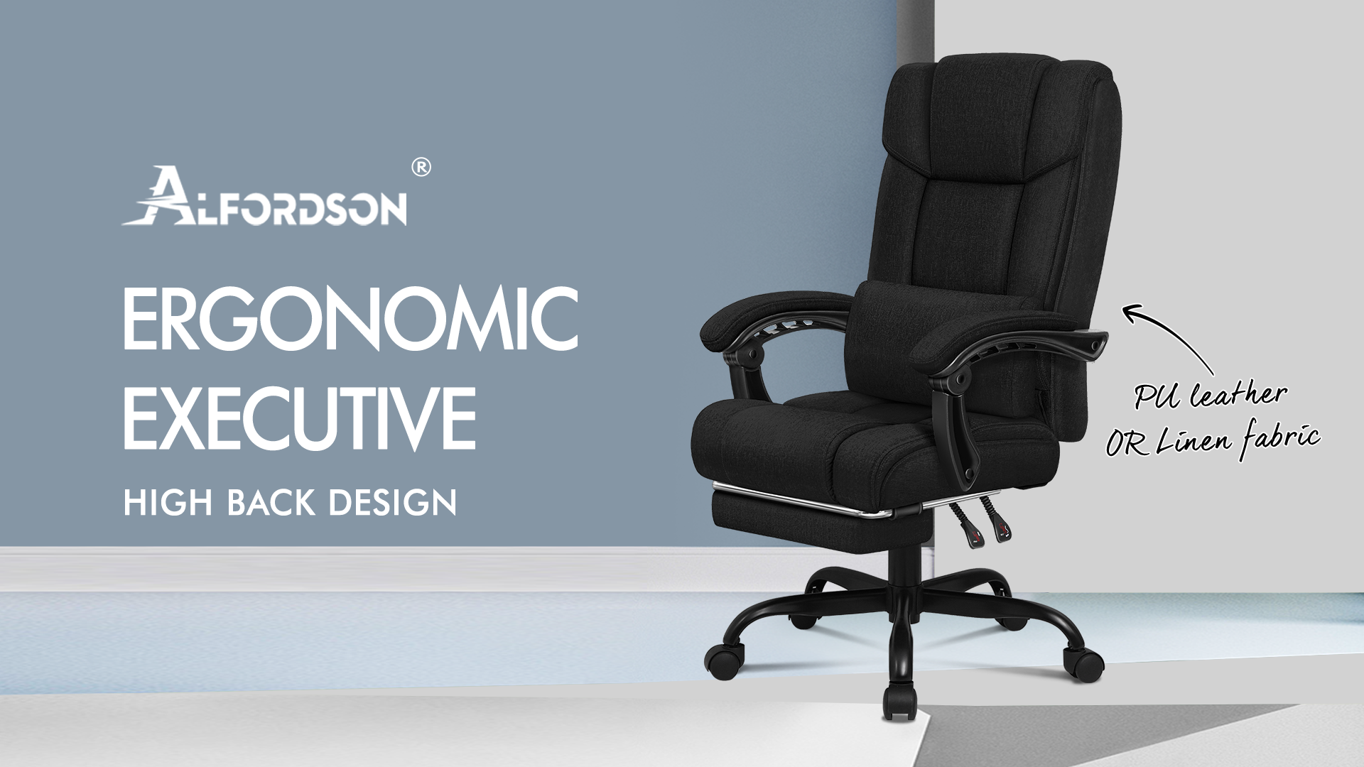 ALFORDSON Fauteuil de Bureau Ordinateur Gaming Siège Tissu Recliner Noir Matière | Leroy Merlin