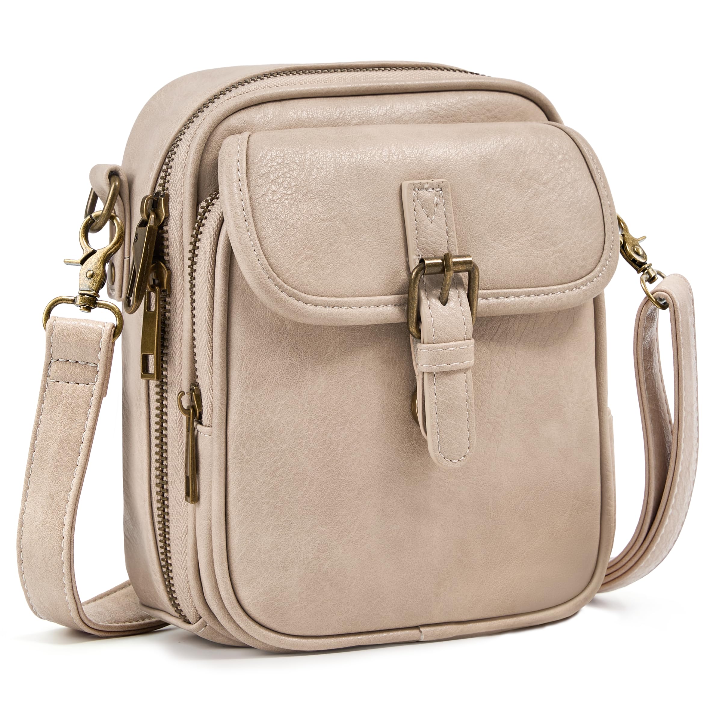 Small Messenger Bag Vegan Leather Crossbody Bag for Women Men, Vintage Cross Body Shoulder Purse with Card Slots