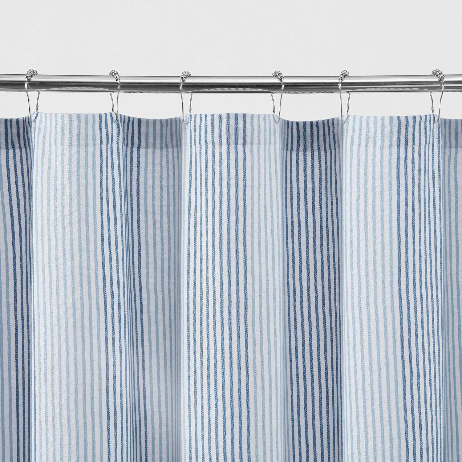 Tommy Bahama - Shower Curtain, Soft Cotton Blend Fabric, Breathable and Textured Weave, Coastal Stripe Design, 70x72, Ocean Stripe Blue