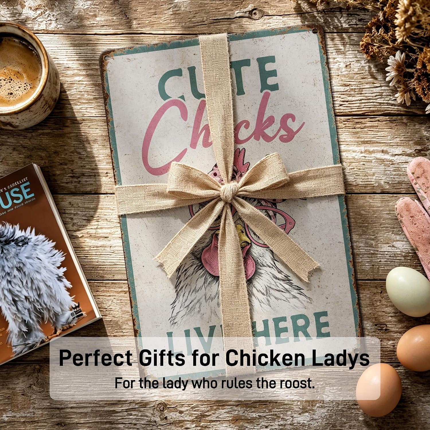 SmartCows Funny Chicken Signs for Coop Kitchen Wall Decor Chicken Lady Gift
