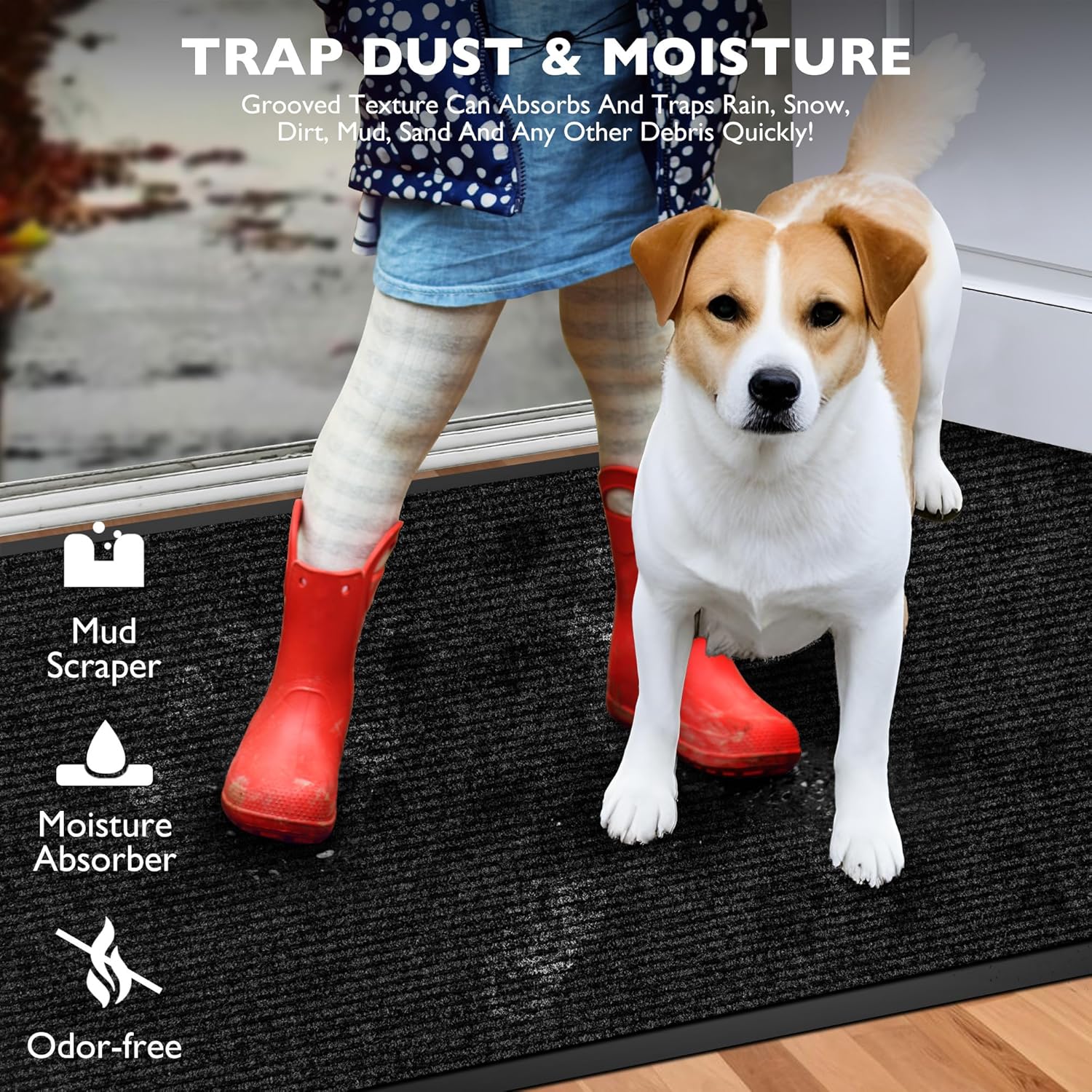 Custom Size Extra Large Front Door Mat, 3FT x 7FT Indoor Outdoor Entrance Commercial Floor Mat, Heavy Duty Dirt Trapper Doormat for Entryway Welcome Mat, Low Profile, Non-Slip, Waterproof