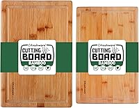Vista 10 de Tabla de cortar de bambú para cocina con ranura para jugos [Extragrande] Tabla de cortar de madera para cortar carne, verduras, frutas, queso