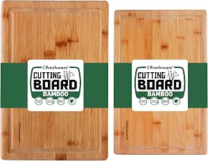 Freshware Bamboo Cutting Boards for Kitchen with Juice Groove (Set of 2)