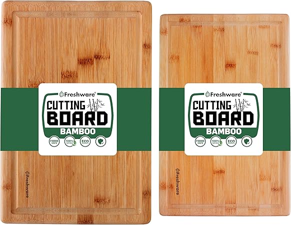 Freshware Freshware Bamboo Cutting Boards for Kitchen with Juice Groove
