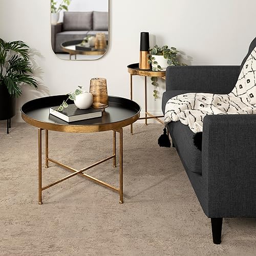 Miniatura 51 de Kate and Laurel Celia - Mesa de centro redonda con espejo Blanco/Dorado,Negro/Oro,Bronce,Oro,Gris/dorado,Azul marino/dorado,plateado,Turquesa/Dorado