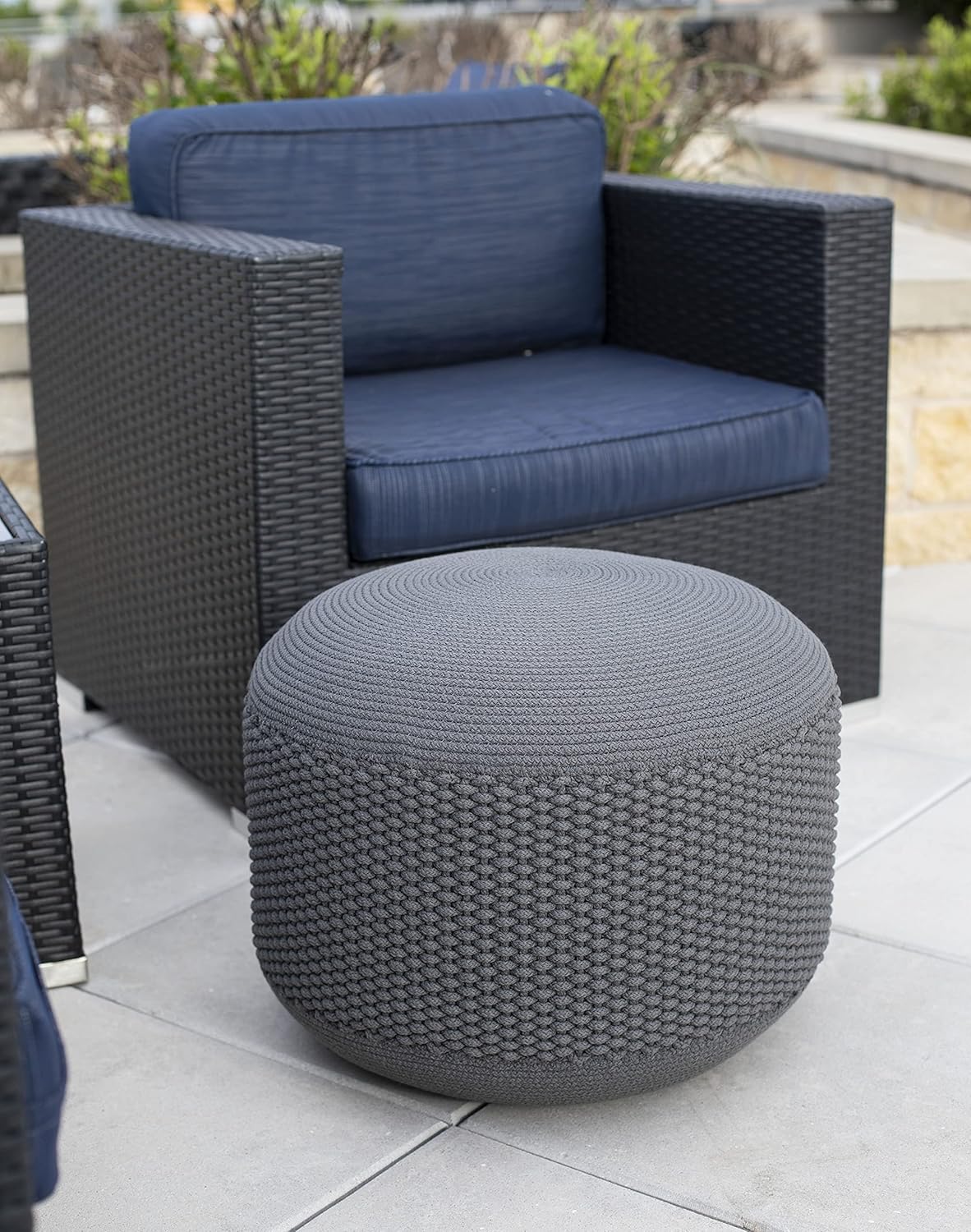 Otomana Moderna Reposapiés Puf Asiento De Bouclé Blanco Falsterbo