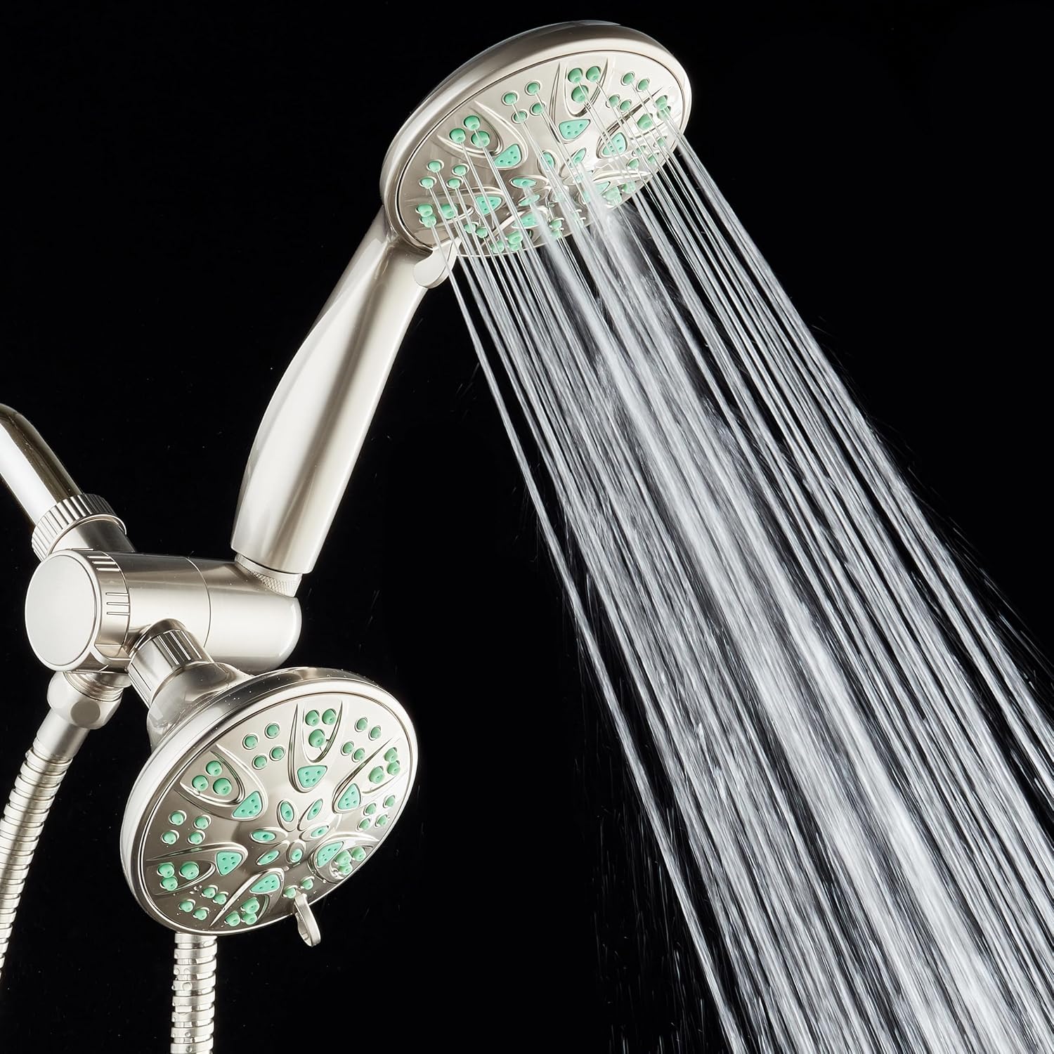 AquaDance Antimicrobial/Anti-Clog High-Pressure 30-setting Dual Head Combination Shower with Microban Nozzle Protection From Growth of Mold, Mildew & Bacteria for a Healthier Shower – Coral Green image 5