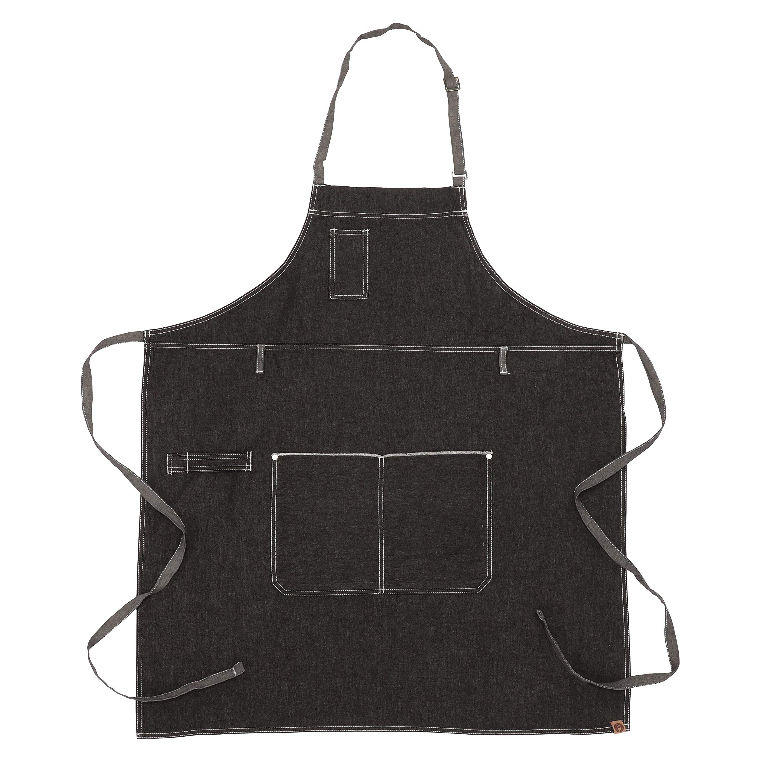 Chef Works Bronx Bib Apron Delantal con Peto, Negro, Talla única Unisex Adulto
