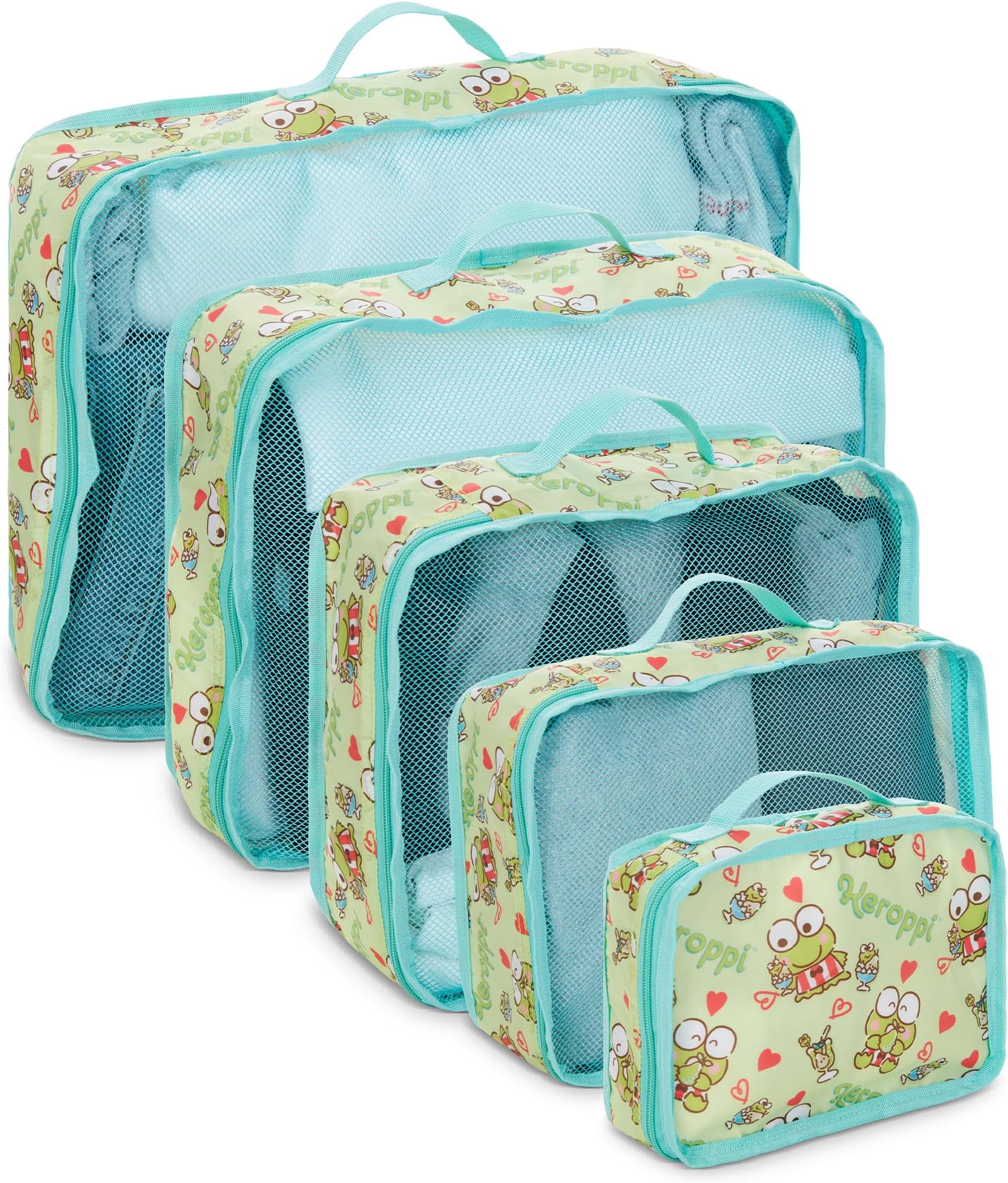 Sanrio's Hello Kitty Packing Cubes - 5 Piece Packing Cube Bags - Travel Essentials - Suitcase Luggage Organizer Set - Hello Kitty and Friends, My Melody, Kerromi, Kerropi, Badtz-Maru (Kerropi)