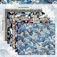 Vista 2 de 6 Pcs 20'' x 16'' Fat Quarters Cotton Bundle Fabric Japanese Style Squares Patchwork Wrapping Cloth Printed Quilting for DIY Patchwork Sewing(Fresh