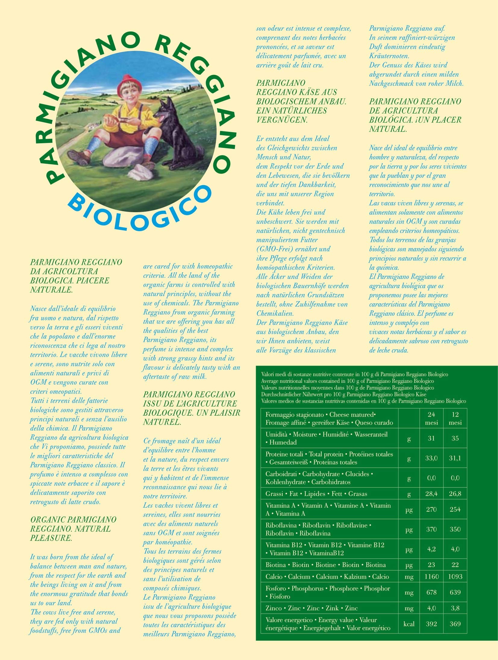 Parmigiano Reggiano DOP Bio Extra 30 Mesi, fatto con latte biologico Punta da 1 Kg Sottovuoto