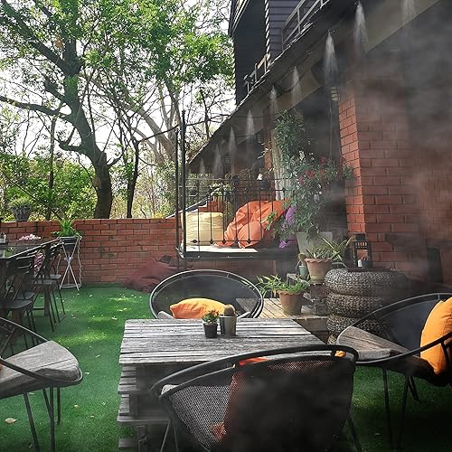 Miniatura 4 de Mornajina Sistema de refrigeración por nebulización al aire libre con kit de bomba, línea de nebulización de 49.2 pies con filtro, 20 boquillas de