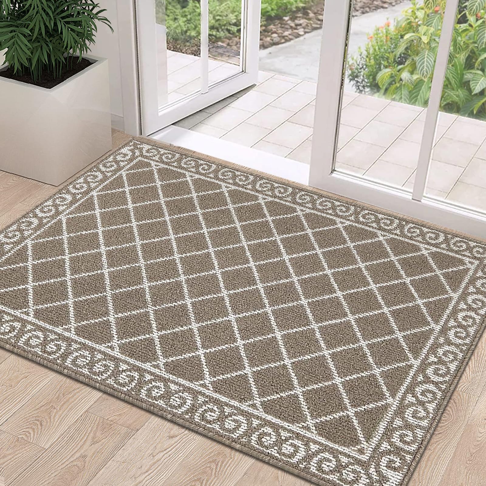 HEBE Indoor Door Mat 32"x48" Non Slip Front Door Welcome Mats Washable Shoe Mats Dirt Trapper for Entryway Low Profile Kitchen Carpet for Entrance