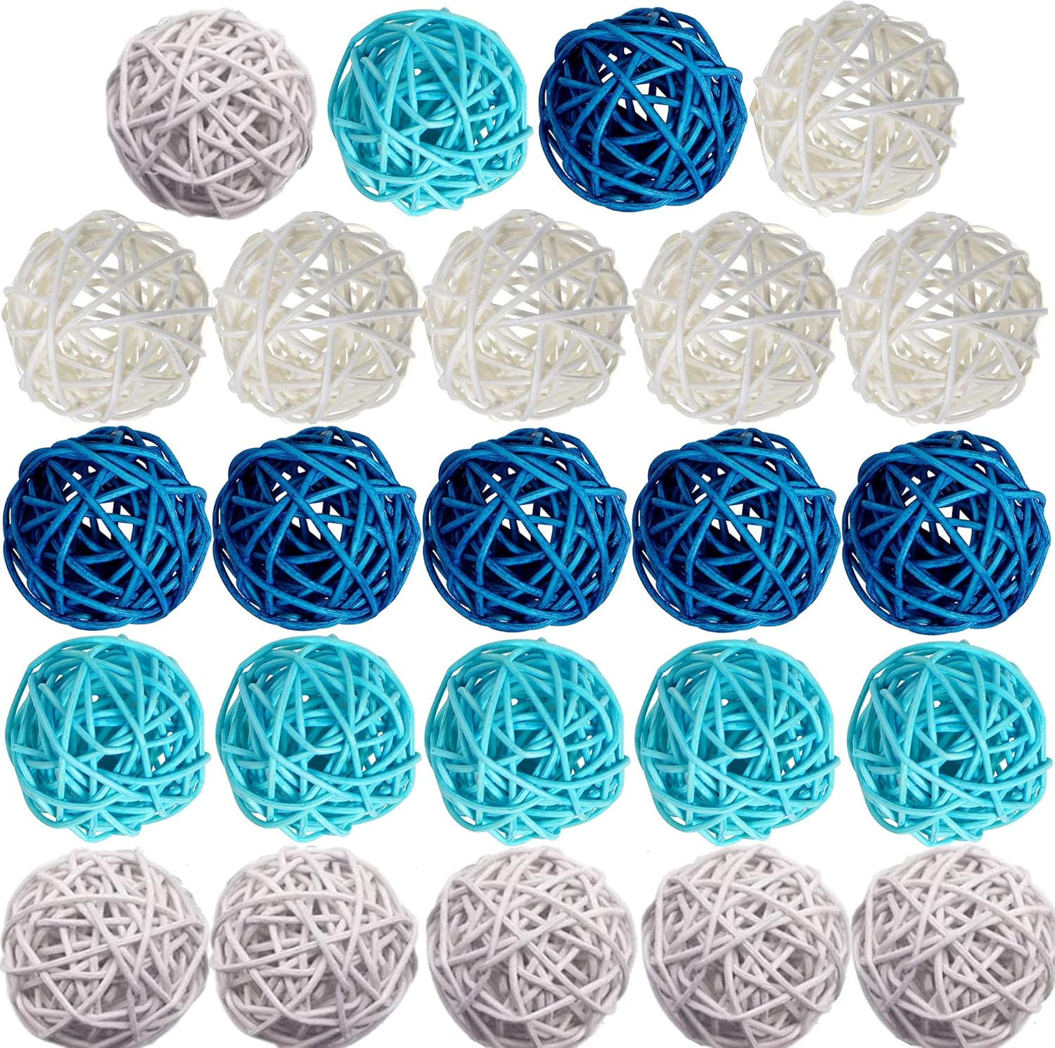 Byher 24pcs Decorative Ball Wicker Rattan Ball for Bowls, Vase Fillers Home Decor (Coastal Blue, Small - 2Inch) : Home & Kitchen